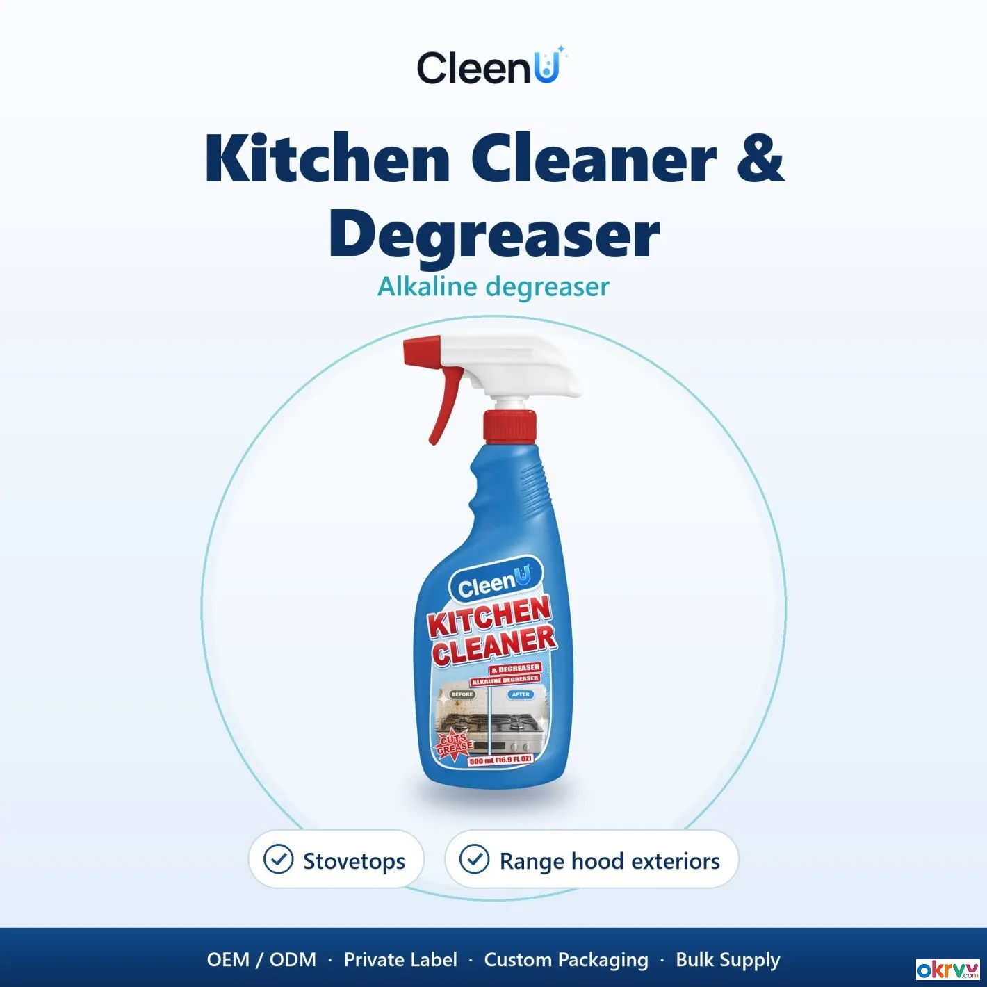 CleenU P035 Kitchen Degreaser Cleaner Spray 500ml OEM Private Label