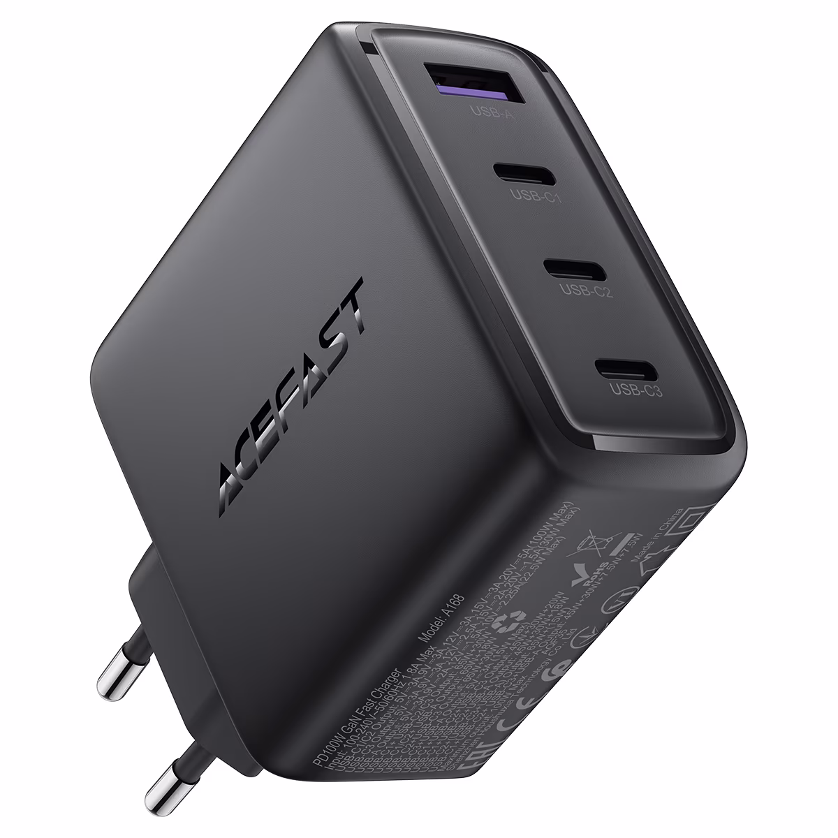 Fast Charge Wall Charger A168 PD100W GaN (3xUSB-C+USB-A)