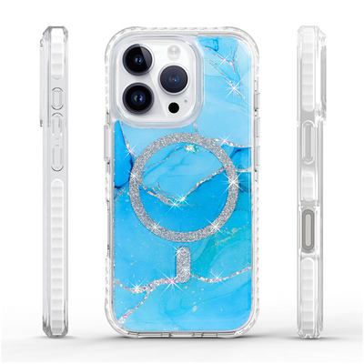 Sparkling blue 5M anti shock UV printing glitter resin phone case bulk buy manufacture a
