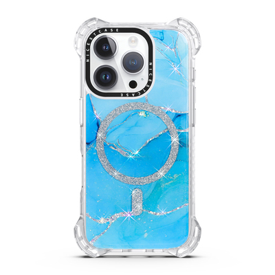 7.5m drop-proof UV printed glitter Magnetic phone case-blue