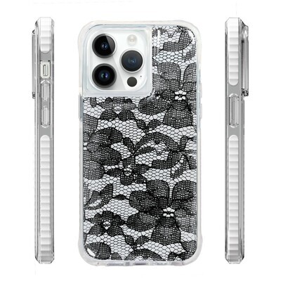 aikusu 5M anti-shock good protection real fabric black Lace customizable mobile phone ca