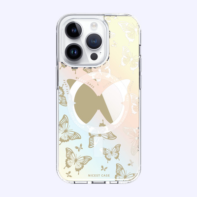 1.5m anti-drop mirror printed butterfly multi-color magnetic phone case-yellow