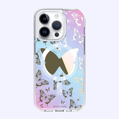 1.5m anti-drop mirror printed butterfly multi-color magnetic phone case-Reddish blue