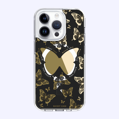 1.5m anti-drop mirror printed butterfly multi-color magnetic phone case-black