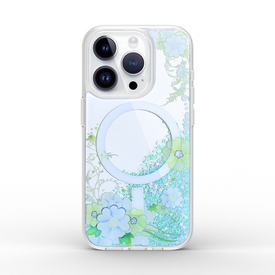 aikusu 1.5M anti-drop mirror printed flower plant phone case-silver