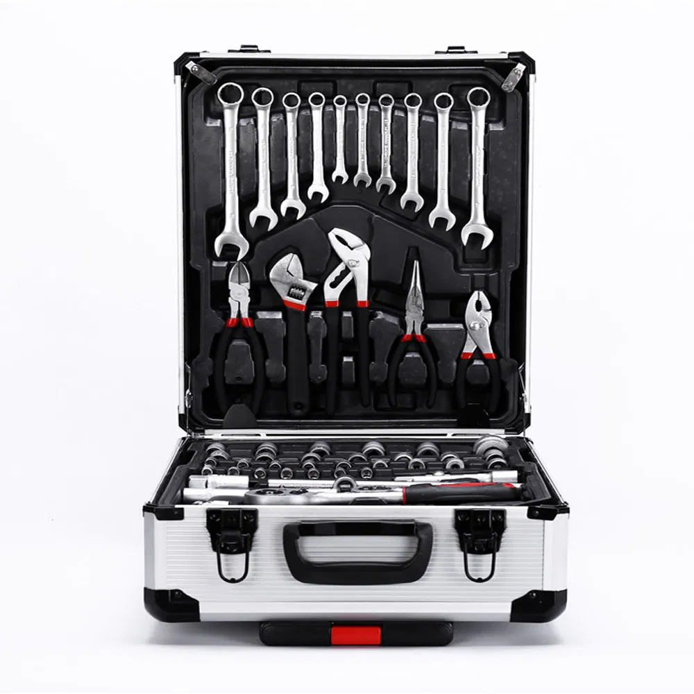 Hardware Tool Set 187 Pieces Aluminum Trolley Case Multi-Functional Toolbox Combination Set